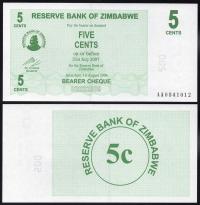 $ Zimbabwe 5 CENTS P-34 UNC 2006
