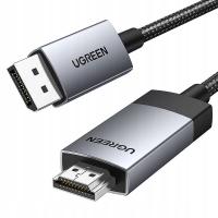 Kabel Ugreen DP119 15773 DisplayPort / HDMI 4K 60Hz 1m - szary
