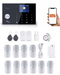 BEZPRZEWODOWY ALARM LCD 2.4' GSM WiFi TUYA SMART PO POLSKU + 10xPIR