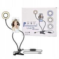 LAMPA PIERŚCIENIOWA RING 12W LED Z UCHWYTEM NA TELEFON Z PILOTEM REGULACJĄ