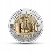 Монета 5 зл ворота кран в Гданьске - 2021 год