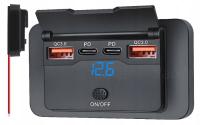 Gniazdo samochodowe Sparky 12V/24V USB 2xPD 2xQC3.0 z woltomierzem 108W