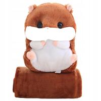 ОДЕЯЛО ПОДУШКА 2В1 МЯГКАЯ ИГРУШКА ХОМЯК ПОДАРОК ПЛЮШЕВЫЕ ДЕТСКИЕ ПОСТЕЛЬНЫЕ ПРИНАДЛЕЖНОСТИ