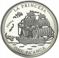 Tonga. 1 pa'anga 1993, Żaglowiec „La Princesa” – SREBRO