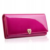 Женский кожаный кошелек Betlewski розовый лакированный большой RFID для подарка