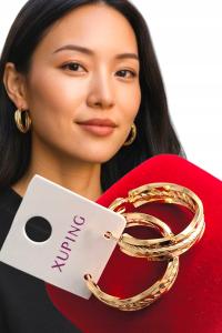 Złote kolczyki KOŁA KÓŁKA PLECIONKI POTRÓJNE ZE STALI CHIRURGICZNEJ 46109