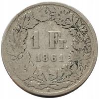 45787. Szwajcaria, 1 frank, 1861r. - Ag