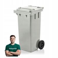 Kosz pojemnik kontener na śmieci odpady WEBER na kołach z klapą SZARY 120l