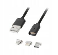 Kabel Kruger&matz USB - USB typ C / microUSB / Lightning 1 m czarny