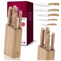 НАБОР ИЗ 5 НОЖЕЙ С ЭКОЛОГИЧЕСКИ ЧИСТЫМ ДЕРЕВЯННЫМ БЛОКОМ | ПОЛЬСКИЙ ПРОДУКТ