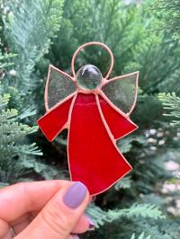 Aniołek witrażowy Ozdoba do wnętrza Prezent z sercem Witraż na okno w domu