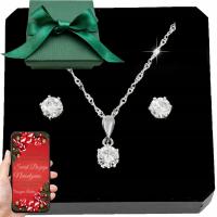 Серебряный женский комплект 925 стразы идеальный подарочный набор для нее