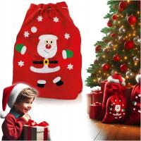DUŻY WOREK NA PREZENTY POD CHOINKĘ ŚWIĘTEGO MIKOŁAJA 70x50CM CZERWONY