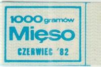Kartka Żywnościowa MC VI 1982 Mięso 1000g