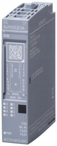 Модуль цифрового выхода SIEMENS ET200SP DQ8x24VDC/0.5 A 6ES7132-6BF01-0BA0