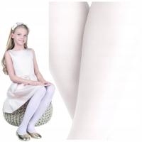 Rajstopy Dziecięce Dziewczęce LYCRA 20den Cienkie Gładkie Białe 104-110