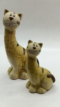 Ceramika figurki kotów mama i dziecko
