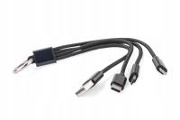 Kabel USB 3 w 1 TAUS Czarny w Formie Breloka z Zapięciem