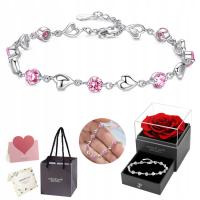 Bransoletka Srebrna Damska Serce Cyrkonia DIAMENTOWANA Prezent dla Kobiety