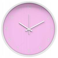 Nowoczesny zegar ścienny w kolorze Różowym