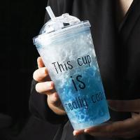 Chłodzący kubek z wkładem lodowym i słomką 450 ml