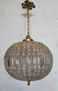 Żyrandol Stylowa Lampa Kula Retro Mosiądz Szkło 40 cm KL