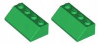 LEGO skos dachówka 2x4 45st zielona 2 szt. 3037 N