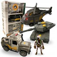 Zestaw wojskowy dla dzieci czołg helikopter jeep figurka dźwięki światło