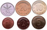ŁOTWA ZESTAW 6 MONET 1 - 50 SANTIMU 2007 - 2009 MENNICZE