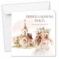 Приглашения на первое причастие для девочки с конвертом готовы FKJ03