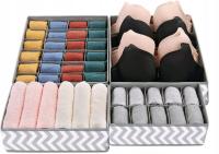 ZESTAW 4x ORGANIZER WKŁAD POJEMNIK DO SZUFLADY SZAFY NA BIELIZNĘ SKARPETKI