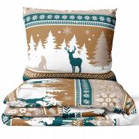 ŚWIATECZNA POŚCIEL POLSKA 100% BAWEŁNA PREMIUM ŚWIĄTECZNY BEŻ 200x220