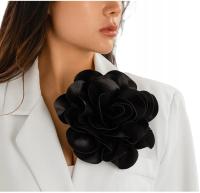 БРОШЬ ЛАЦКАН РОЗА БОЛЬШОЙ 20 СМ ЦВЕТОК АТЛАСНЫЙ ЧЕРНЫЙ ЭЛЕГАНТНЫЙ