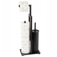 Подставка для туалетной бумаги 3в1 держатель для туалетной щетки черный коврик для ванной комнаты