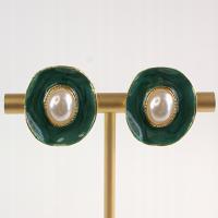 Klipsy do Uszu Lolita Akcesoria Klips do UCHA ZIELONE Z PERŁĄ VINTAGE