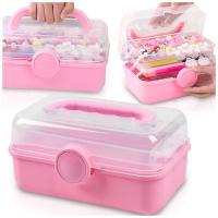 ORGANIZER NA DROBIAZGI KLOCKI BIŻUTERIĘ DIY WĘDKARSKI RÓŻOWY POJEMNIK ZAMEK