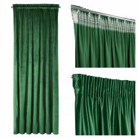 Zasłona welwetowa zaciemniająca na taśmie Eurofirany 140X270 zielony ciemny