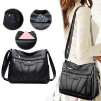 TOREBKA DAMSKA SKÓRZANA NA RAMIĘ CZARNA ELEGANCKA SKÓRZANA POJEMNA TORBA MESSENGER