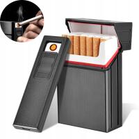 PAPIEROŚNICA 2 W 1 Z ZAPALNICZKĄ ELEKTRYCZNĄ, NA 20 PAPIEROSÓW, PRZENOŚNA