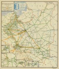 Stara Mapa polskiej sieci kolejowej i lotniczej 1929r. 100x90cm