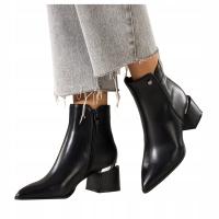 Женские ботильоны черного цвета с широким блоком, удобные модные украшения на верхней части