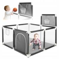 Детский манеж PRIMABOBO Teo с корзиной большой сухой бассейн 126X126 см серый