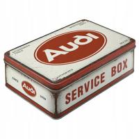 МЕТАЛЛИЧЕСКАЯ ЖЕСТЯНАЯ КОРОБКА С ТИСНЕНИЕМ AUDI SERVICE BOX РЕТРО ВИНТАЖНЫЙ ПОДАРОК