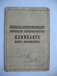 KRAKÓW RZESZÓW GENERALNA GUBERNIA KENNKARTE-KARTA ROZPOZNAWCZA 1941