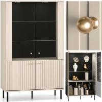 WITRYNA Z OŚWIETLENIEM LED 151x92 cm kremowa szafka SOPHIE 03 cashmere