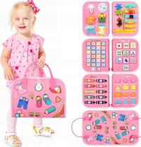 BUSY BOARD RÓŻOWA ZABAWKA SENSORYCZNA EDUKACYJNA