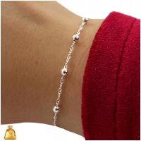 Красивый серебряный женский браслет с шариками серебро 925 регулировка 16 5 см