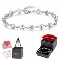 Женский браслет серебряное сердце серебро 925 цепь подарок кубический цирконий