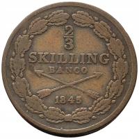 45417. Szwecja - 2/3 skillinga banco - 1845r. (7,37g/25mm)