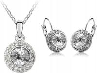 Zestaw srebrnej biżuterii ślubnej Kate cyrkonie z białymi kamieniami